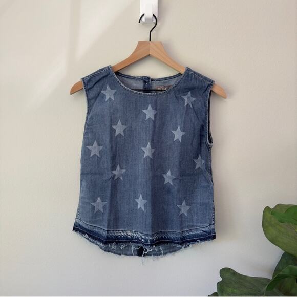DL1961 Leah Top Sleeveless Top in Indigo Star Button Down Back Chambray Denim L - Picture 10 of 10